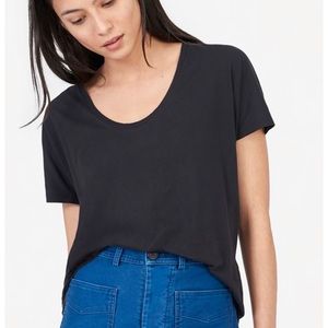 Everlane Cotton U-neck Tee, Washed Black